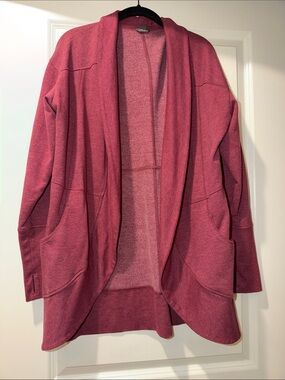 Eddie Bauer Open-Front Draped Cardigan in Rose